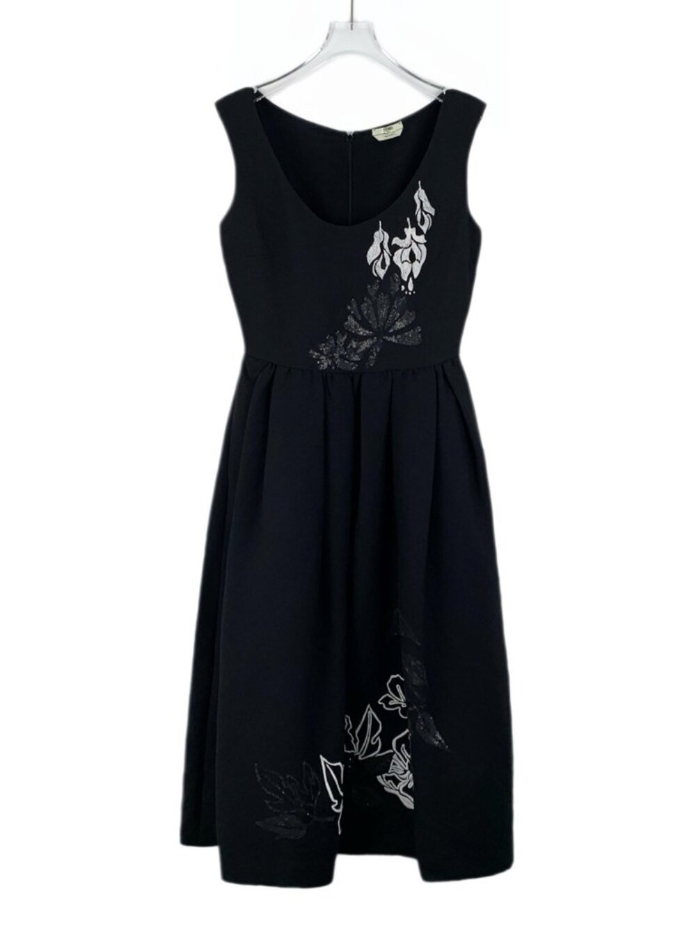 J31964 Fendi Fendi black pattern sequin embrck sleeveless dress 40 L size 99 new